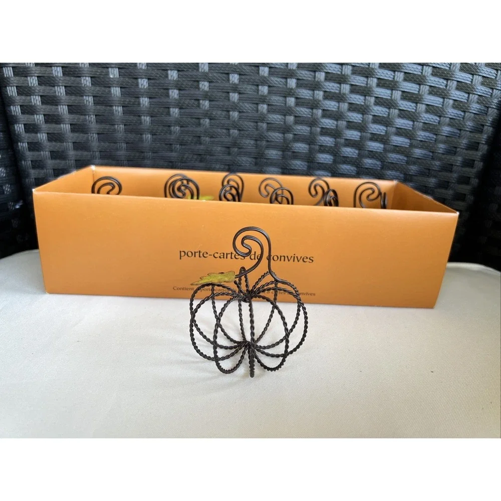 Pier One Pumpkin Bronze Wire Place Card Holders Set Of 12 Thanksgiving Fall